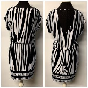 Cache Black and White Zebra Print Dress